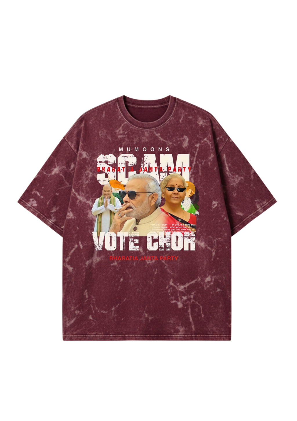 “Vote Scam” Graphic Tee Acid-Washed Premium 300 GSM