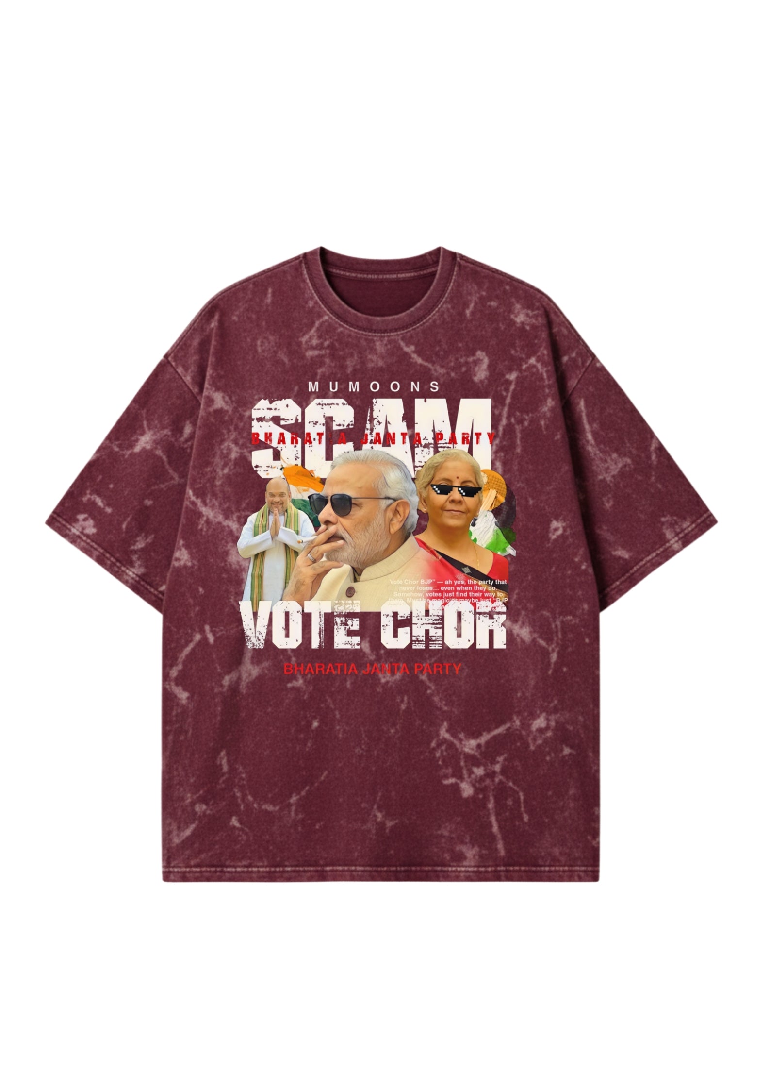 “Vote Scam” Graphic Tee Acid-Washed Premium 300 GSM