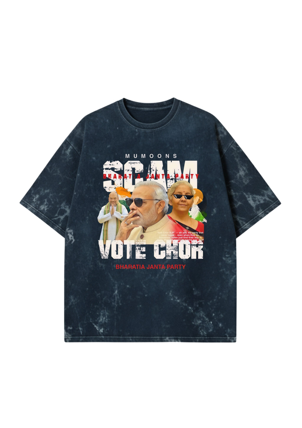“Vote Scam” Graphic Tee Acid-Washed Premium 300 GSM