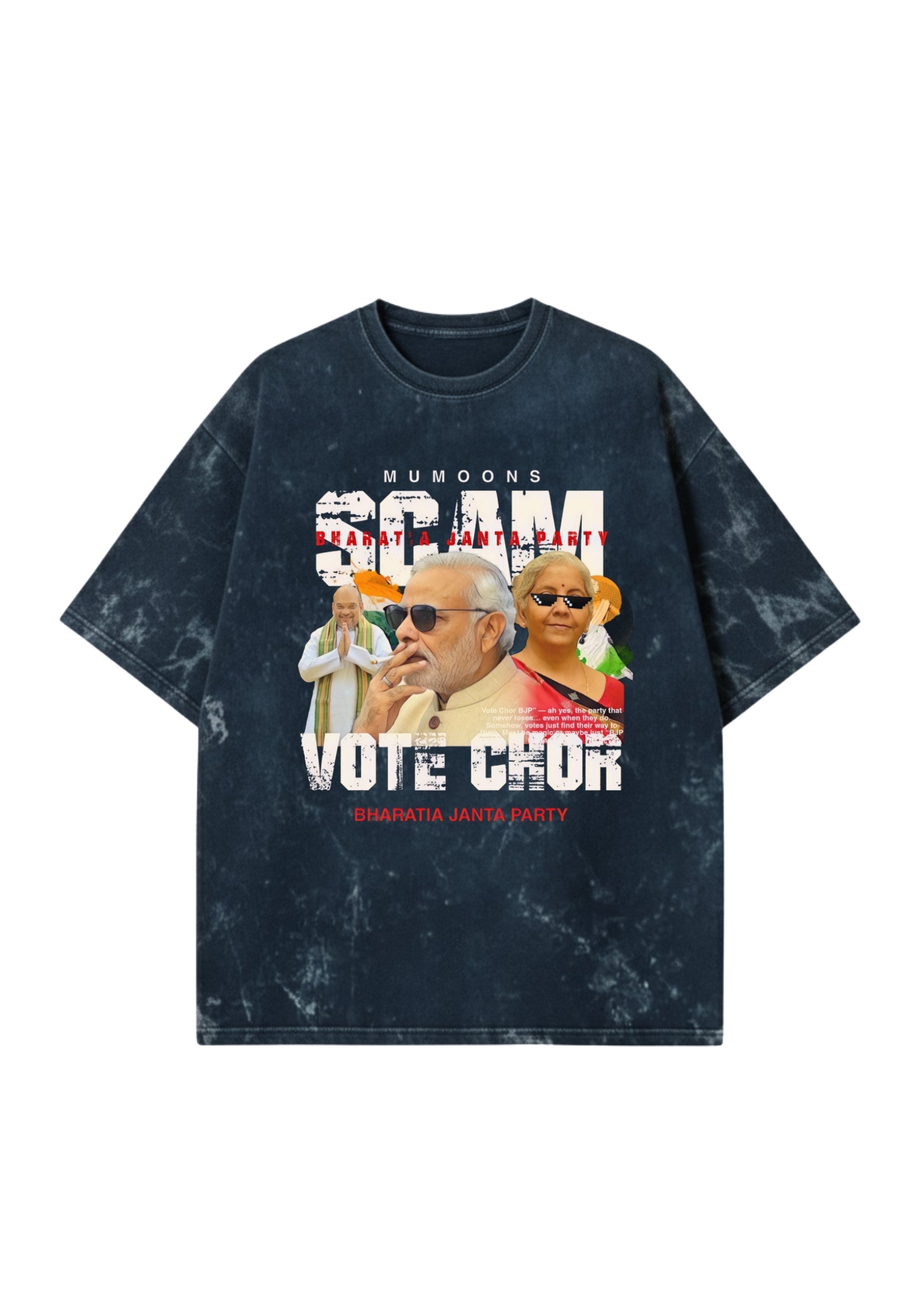 “Vote Scam” Graphic Tee Acid-Washed Premium 300 GSM