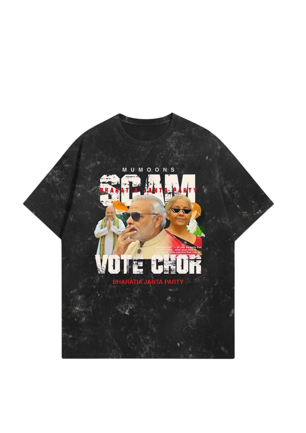 “Vote Scam” Graphic Tee Acid-Washed Premium 300 GSM