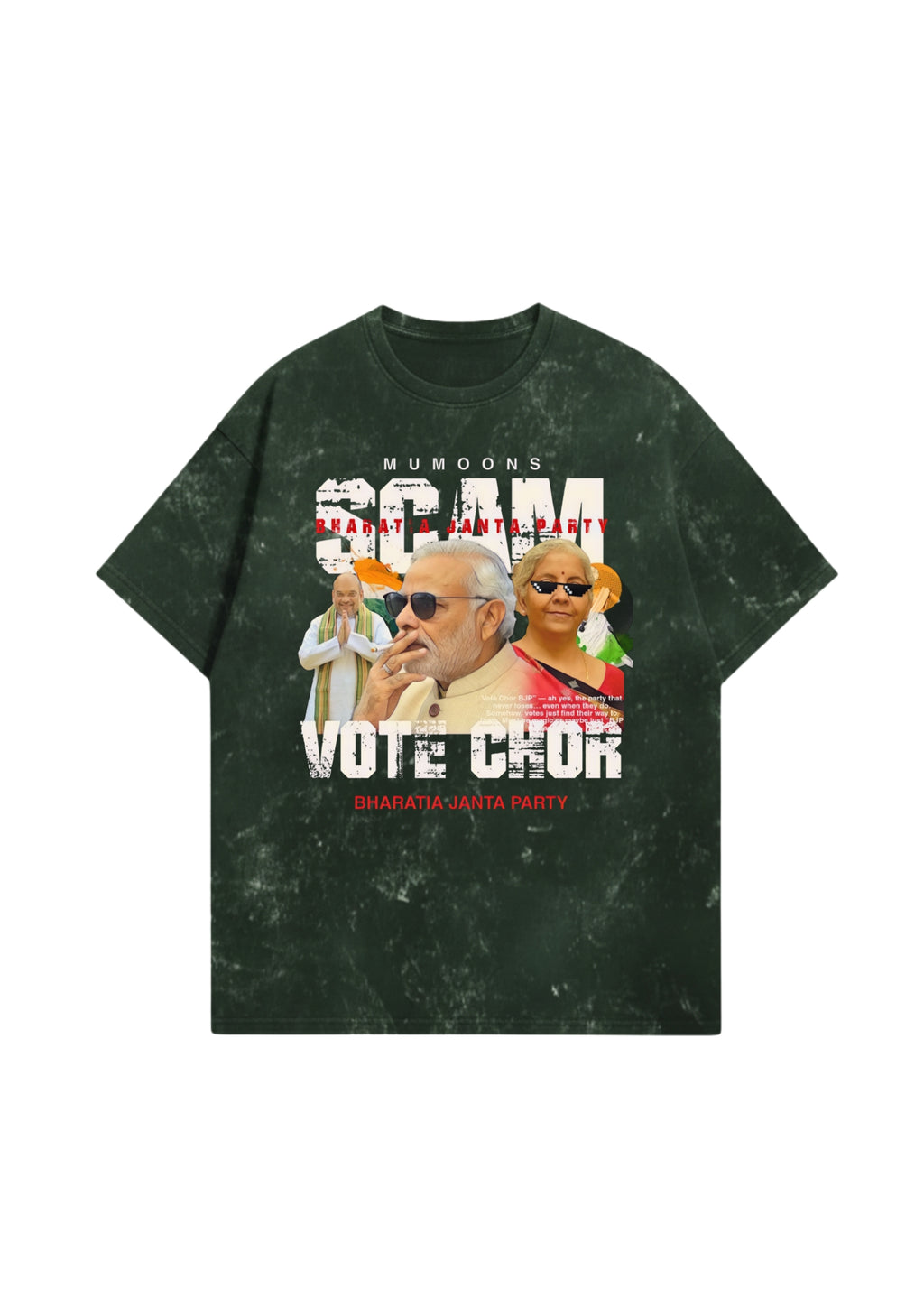 “Vote Scam” Graphic Tee Acid-Washed Premium 300 GSM