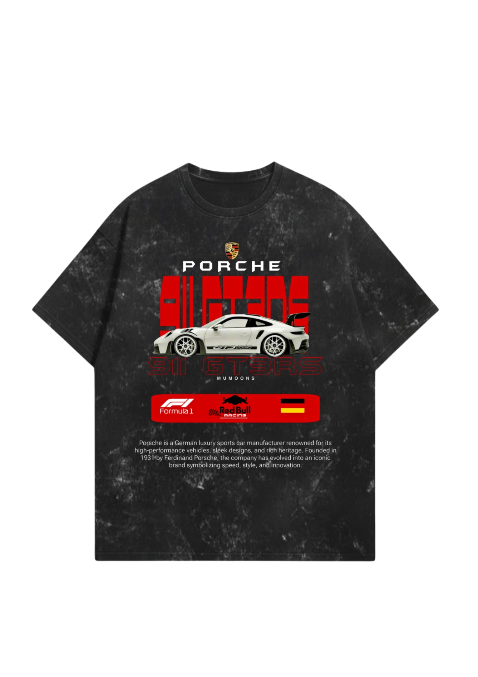 Porsche 911 Acid Washed Oversized Tee – Premium 300 GSM