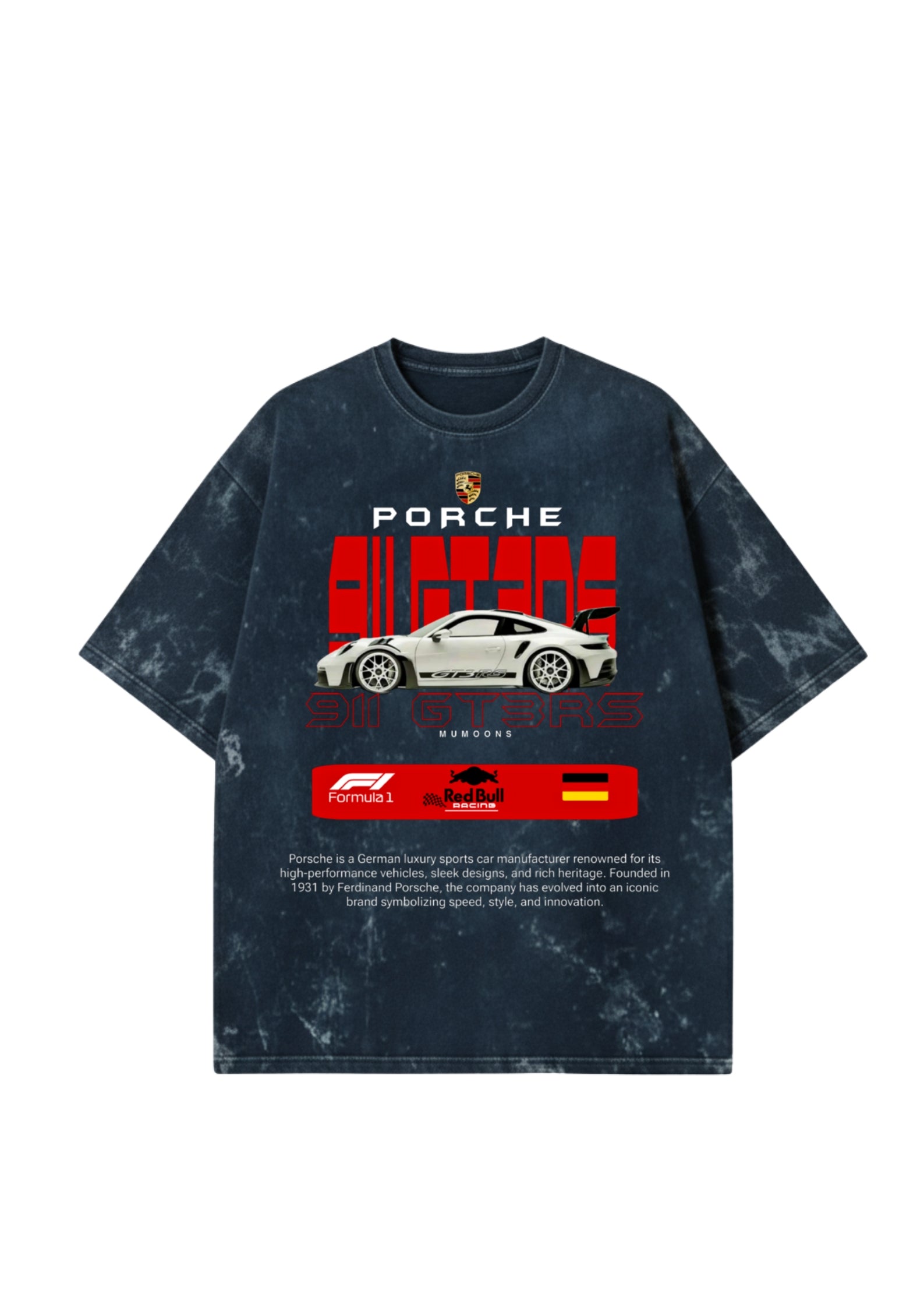 Porsche 911 Acid Washed Oversized Tee – Premium 300 GSM