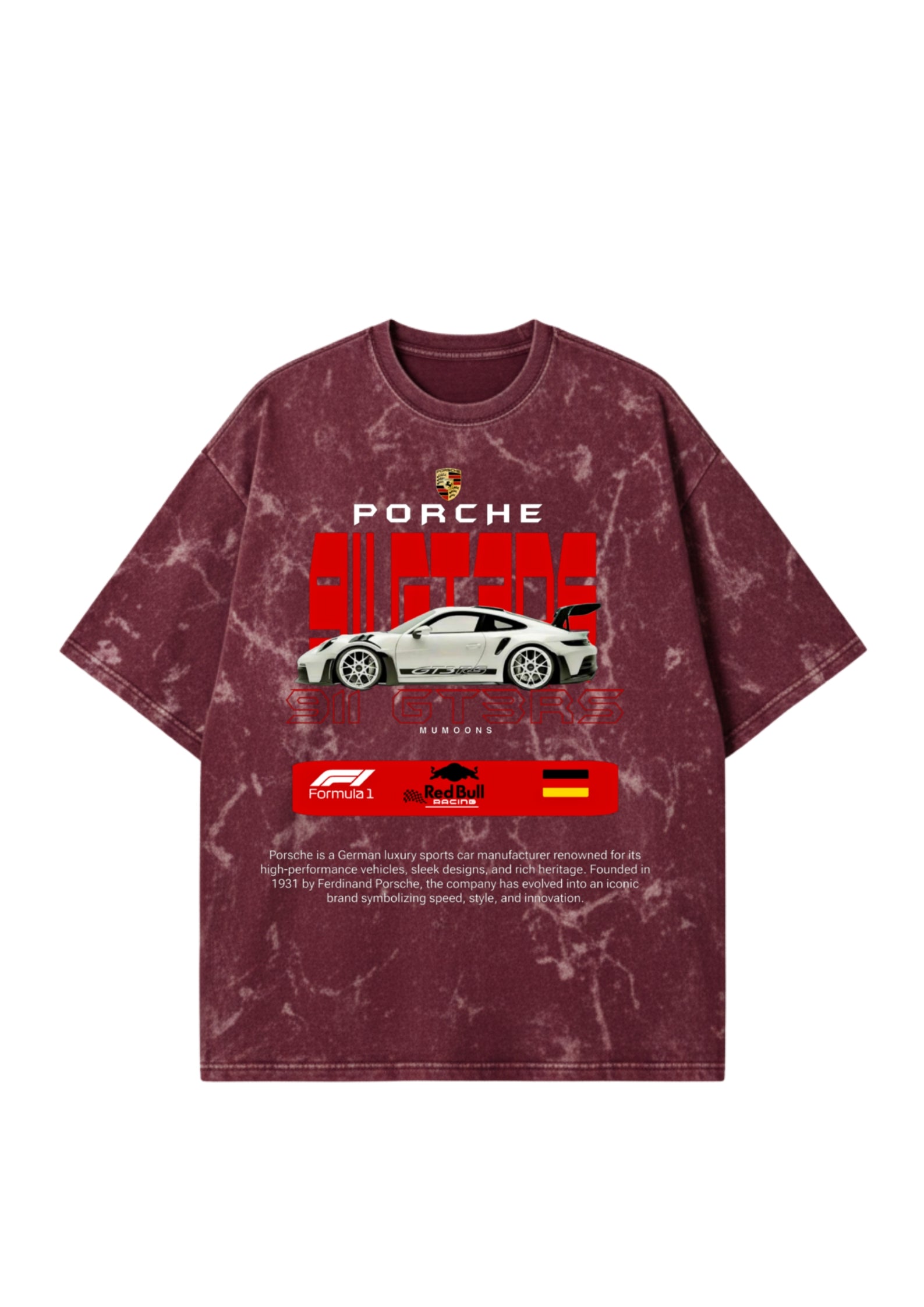 Porsche 911 Acid Washed Oversized Tee – Premium 300 GSM