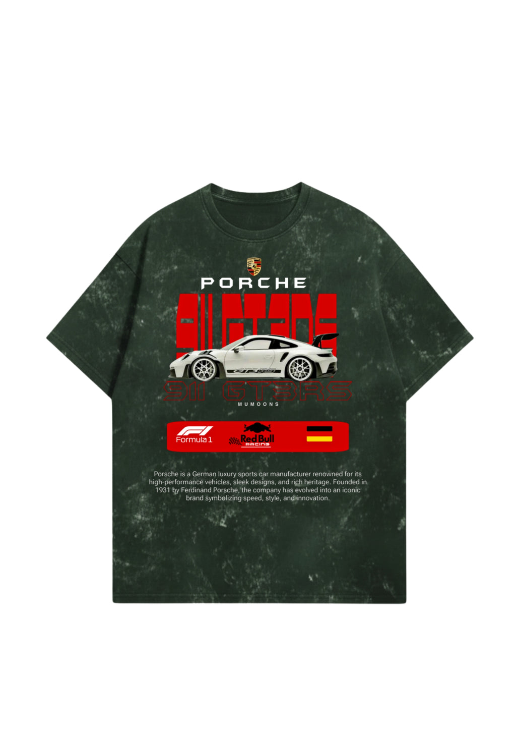 Porsche 911 Acid Washed Oversized Tee – Premium 300 GSM