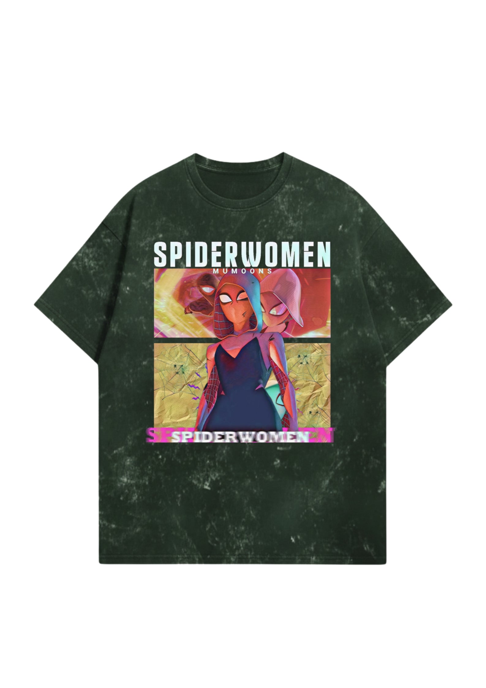 Spider Women Graphic Tee – Acid-Washed 300 GSM