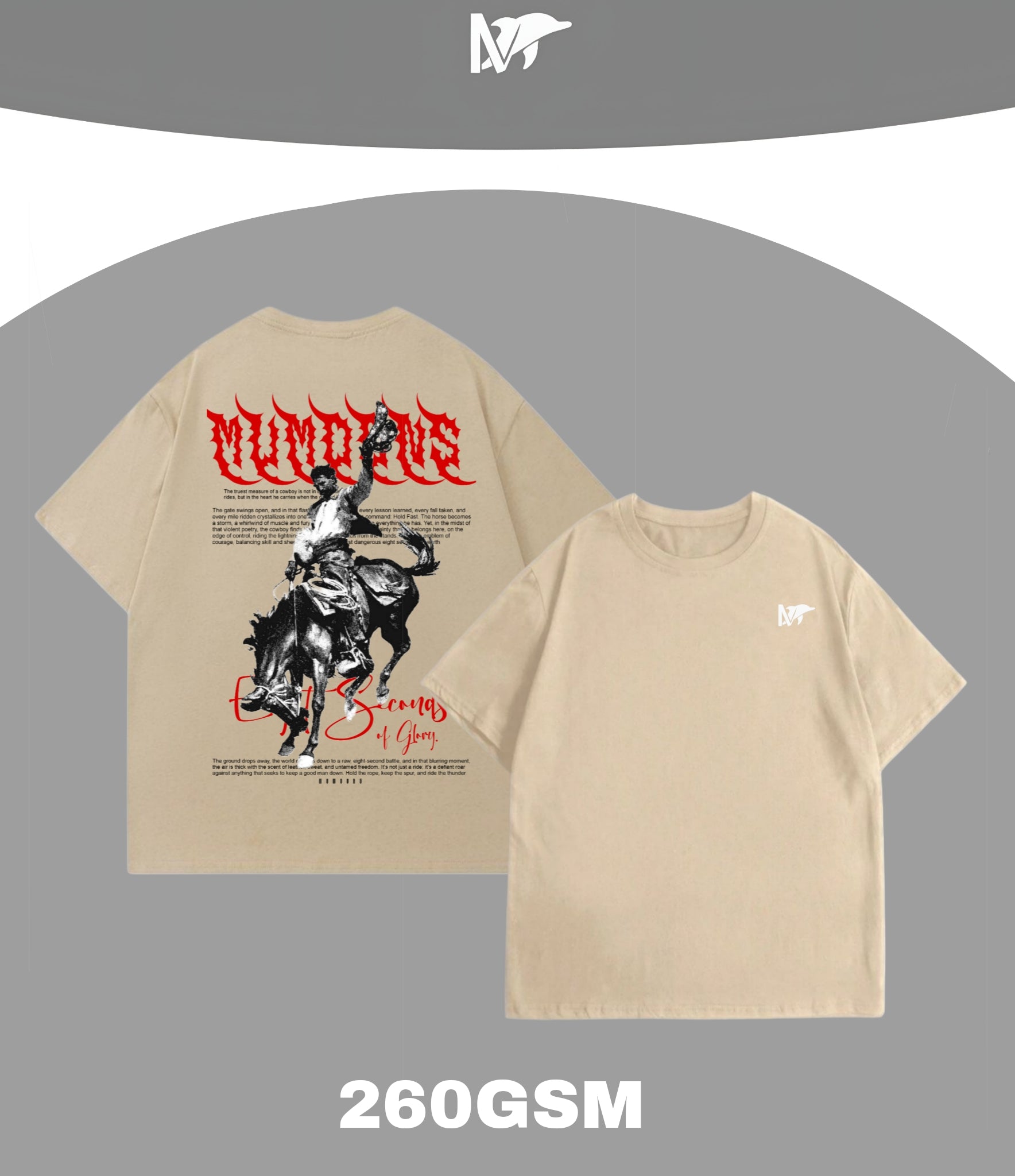 Cowboy Oversized Unisex Tee – Premium 260 GSM Heavyweight Cotton