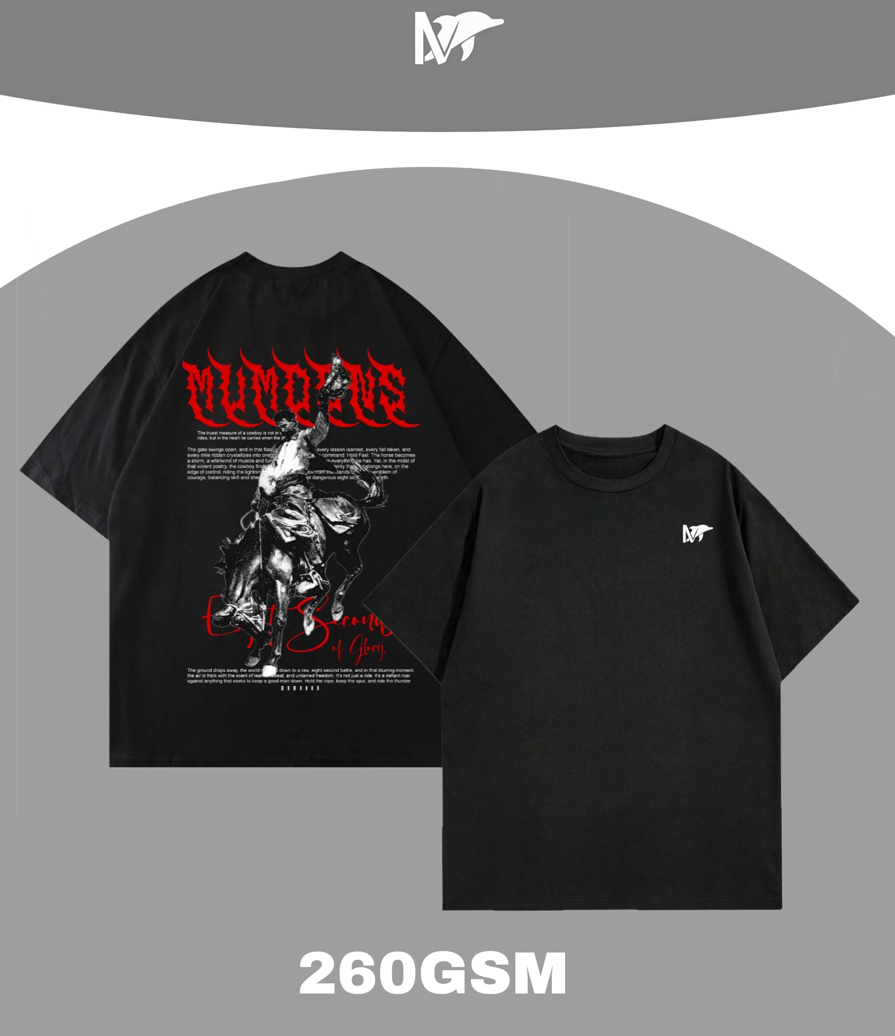 Cowboy Oversized Unisex Tee – Premium 260 GSM Heavyweight Cotton